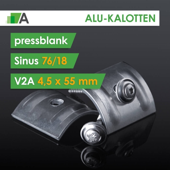 Alu-Kalotten mit Spenglerschraube V2A 4,5 x 55