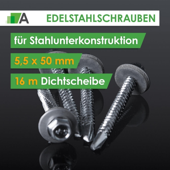 Edelstahlschrauben 5,5 x 50 mm für Stahlunterkonstruktion